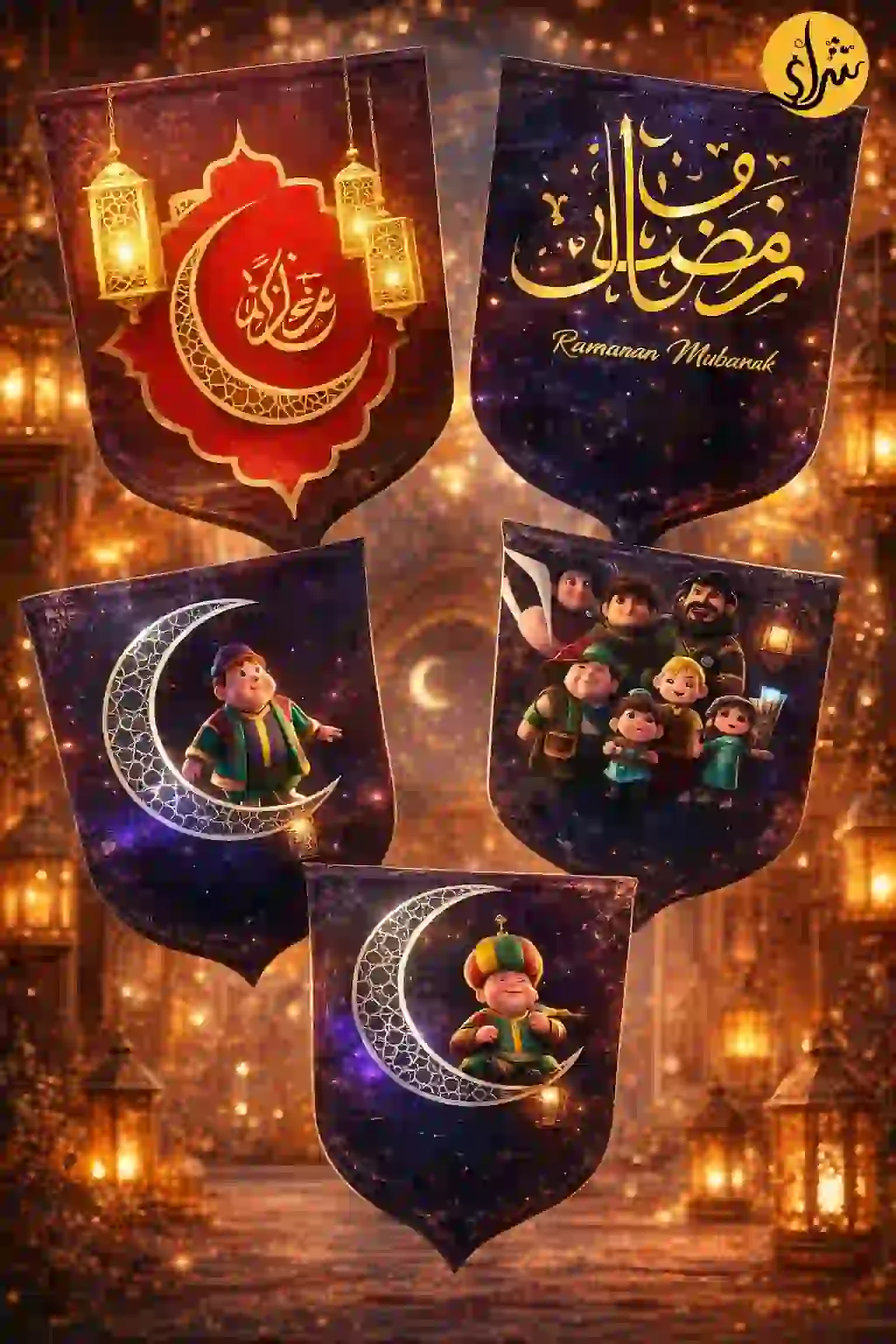 زينة ورقيه رمضان كريم طول 3 متر اشكال متعددة